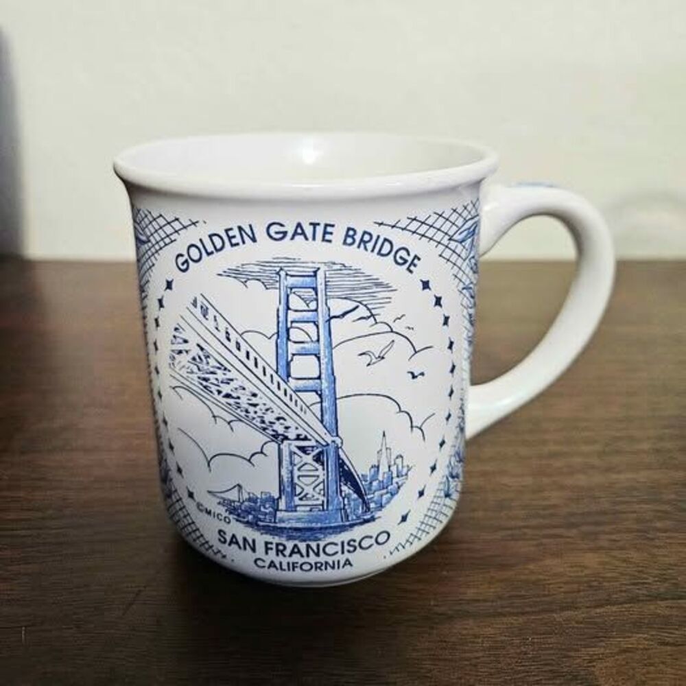Vintage MICO Golden Gate Bridge San Francisco Souvenir Mug Blue White